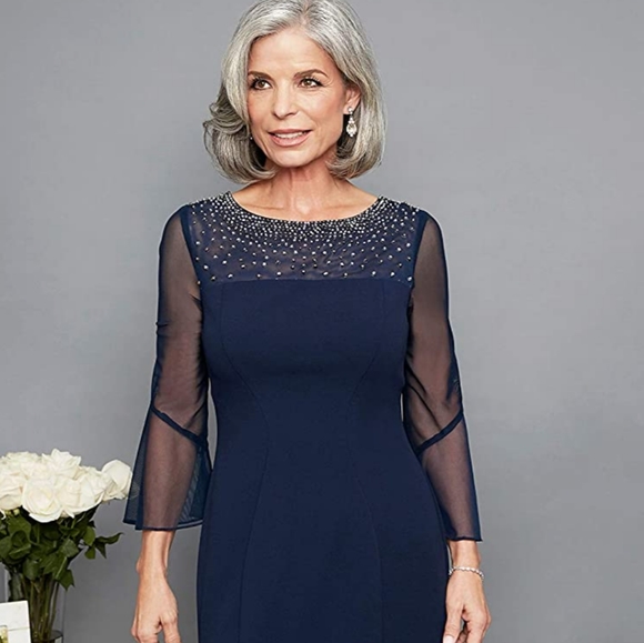 Alex Evenings Womens Short Shift Dress w/ Embellished Illusion Detail - Picture 2 of 11